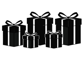 set of gift boxes with bows