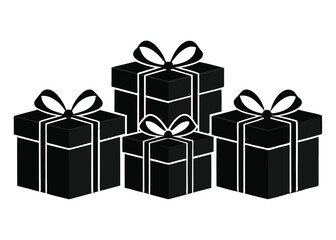 set of gift boxes with bows