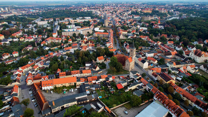 Aerial view on a sunny noon of the old town in the city Bernburg in Germany