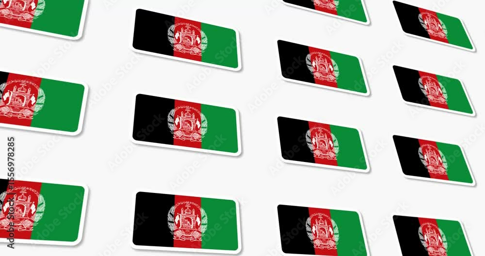 Poster flags of afghanistan with rounded edges moving in an intertwined manner on a white background and a 