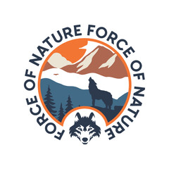 Fototapeta premium Adventure Mountain Wolf Badge Design