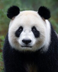 Obraz premium Close-Up Portraits of Giant Pandas in Natural Habitat