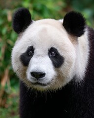 Obraz premium Close-Up Portraits of Giant Pandas in Natural Habitat