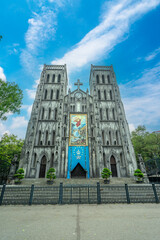St Joseph Cathedral Church in Hanoi Old Quarters Vietnam magnificent structure architecturally majestically built by the French who colonised the Vietnamese.