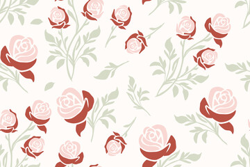 delicate pink floral hand draw seamless pattern