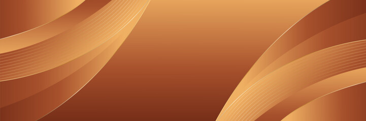 Elegant bronze luxury curve background with gold accents. Abstract modern banner design for websites, headers, sale templates, business ads, awards, events, and more