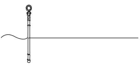 Magic stick continuous one line drawing. Line art Magic Wand, Magic wand linear drawn illustration continuous icon. Magic staff black one line vector icon, continuous line drawing of magic wand with. 