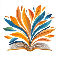 Abstract Book Illustration with Colorful Autumn Leaves