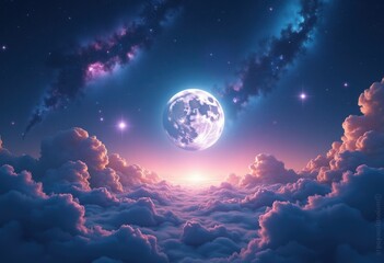 Obraz premium bright celestial bodies shining night sky stars galaxies moonlight nebulae clear cosmic canvas, space, planets, cosmos, twilight, astronomy, meteor, comet