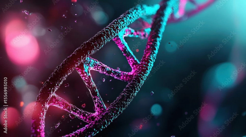 Poster close-up of a dna strand, which is a type of dna molecule. the strand is made up of multiple strands