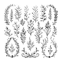 Silhouette design elements for design universal template, simple template design isolated on white background.