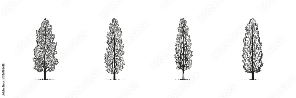 Poster tree silhouette set. landscape architecture and environmental design collection. isolated vector ill