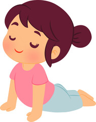 Cartoon woman doing cobra yoga pose