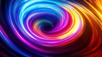 Colorful swirling vortex of light emitting from a dark center abstract background image