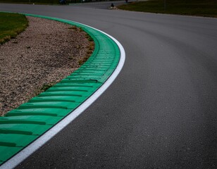 Green curb on a racetrack