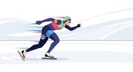 Fototapeta premium Speed Skater in Action Illustration