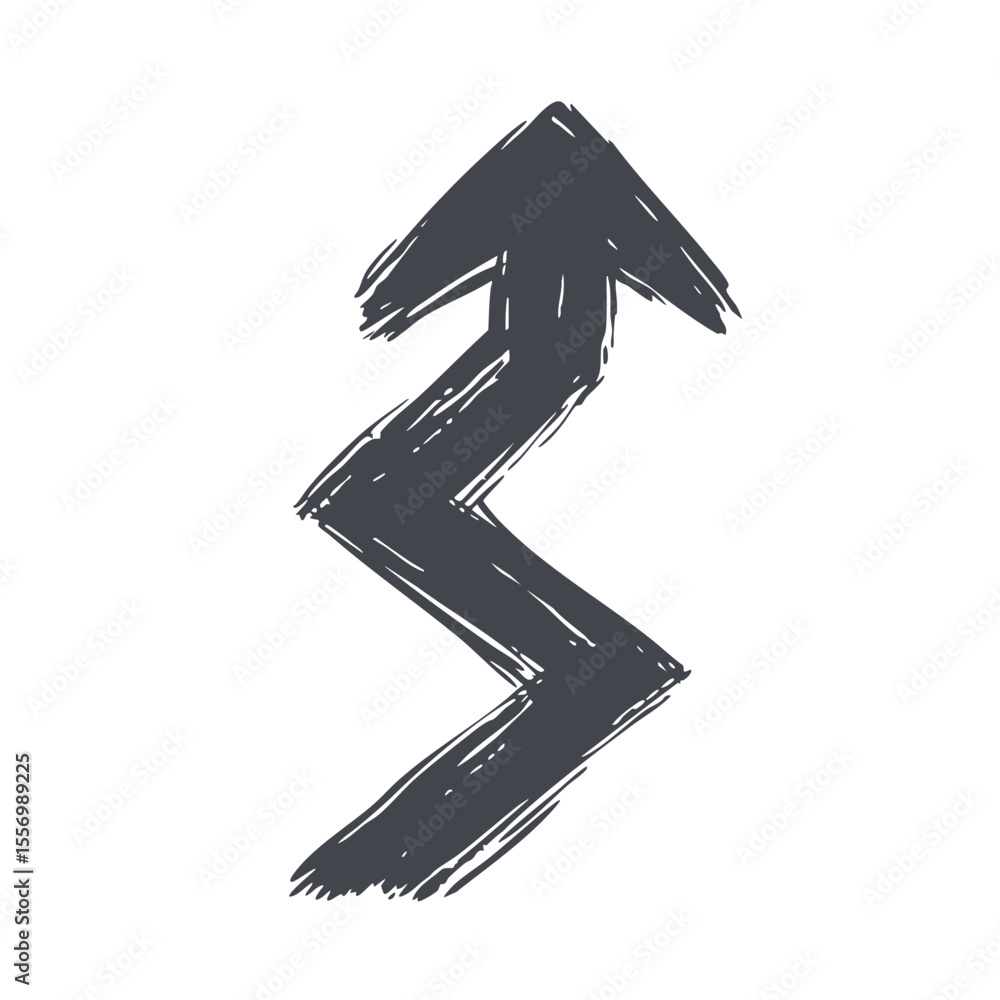 Poster zigzag arrow sketch. dynamic movement and direction concept. isolated vector illustration