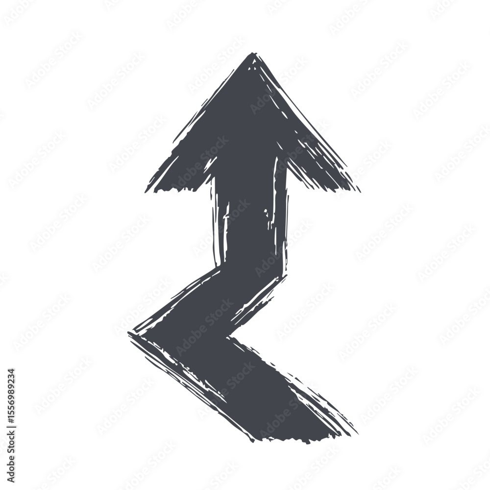 Poster zigzag arrow sketch. direction and progress concept. isolated vector illustration