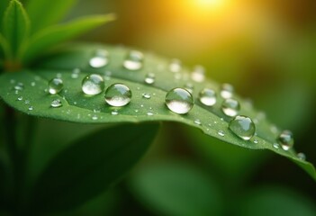 crystal clear water droplets lush green leaves nature close natural beauty detail, forest, spring, botanical, plant, texture, shine, moisture, pure, flora