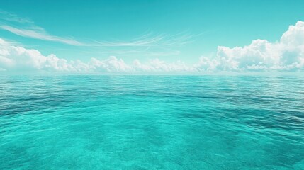 Obraz premium Azure Ocean with White Clouds on a Sunny Day Illustration