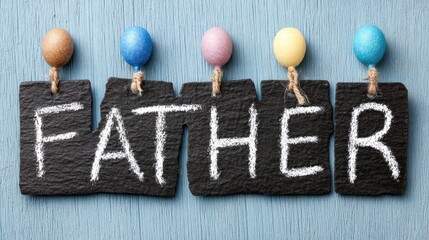 Simple Elegant Father's Day Greeting on Rustic Blue Background