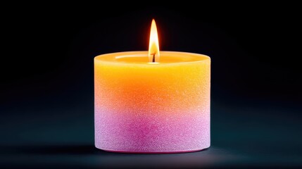 Single Glowing Candle Flame on Dark Background
