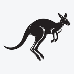 Silhouette of a kangaroo jumping on a white background