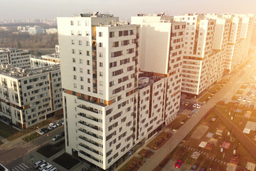 Top view of modern city apartment buildings