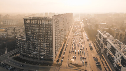 City housing estate with multistorey apartments