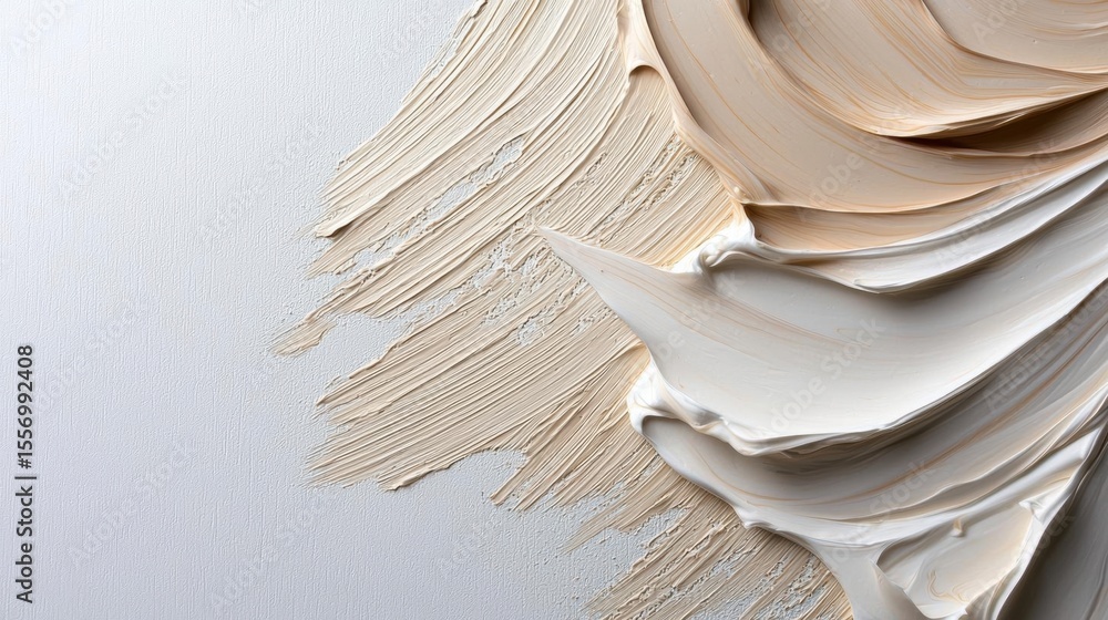 Poster close-up of a swatch of foundation or concealer on a white background. the swatch is made up of mult