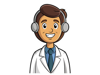 Confident female helpdesk operator wearing headset showing positive attitude and friendly demeanor