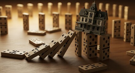 A fragile foundation: a house about to collapse due to systemic risk. (AI Generated)