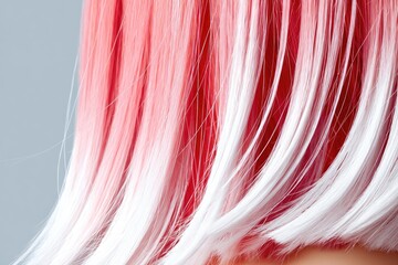 Pink and White Ombre Hair Gradient Closeup