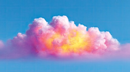 Pink and Yellow Cloud Explosion in a Blue Sky