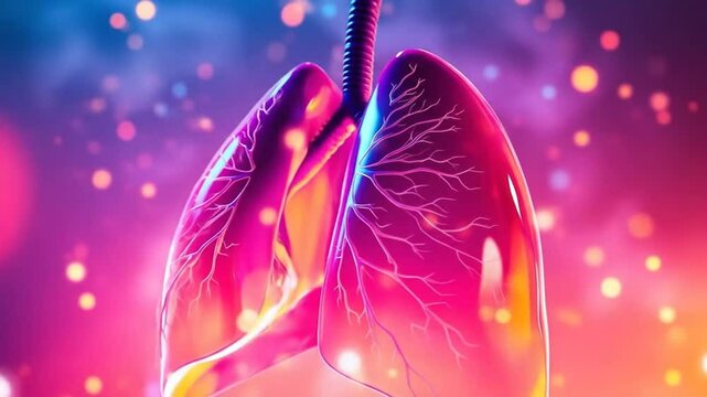 human lungs, respiratory system, potential medical applications, healthcare. Visualization of bronchi, alveoli, trachea in chest. 4k video