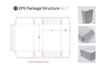 P1_29. As an automatic side hot melt packaging box, it is used for packaging soap, cosmetics, and small products. package Dieline. Box structure.  