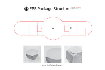 P1_37. Lower lock sleeve band type surrounding the product, used for packaging thin disposable bowls. package Dieline. Box structure.  
