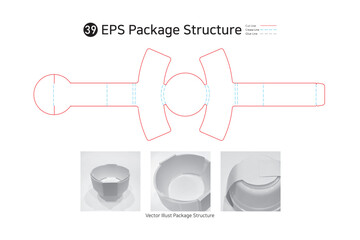 P1_39. Bottom lock sleeve band surrounding the product, used in thin disposable bowl packaging. package Dieline. Box structure. 