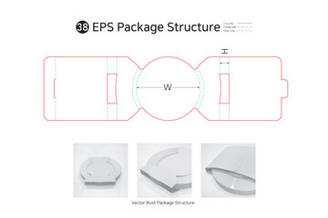 P1_38. Bottom lock sleeve band surrounding the product, used in thin disposable dish packaging. package Dieline. Box structure.  