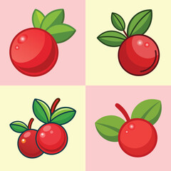 Cranberry Flat Illustration in Simple Minimalist Flat Style