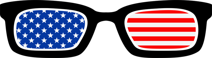 Flat Vector Sunglasses with USA Flag Pattern