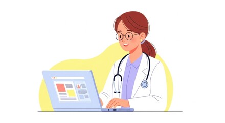 Fototapeta premium Doctor Using Laptop for Patient Information