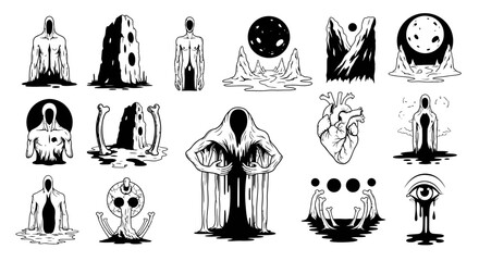 Fototapeta premium Dark Fantasy Set Occult Design.