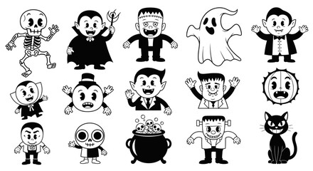 Obraz premium Halloween Cartoon Character Set with Isolated.