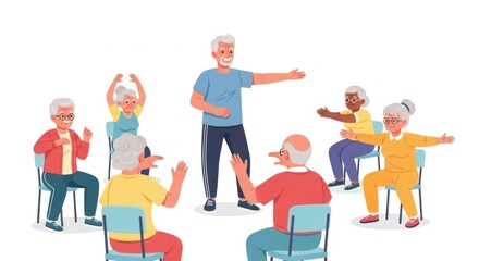 Senior Exercise Class with Instructor