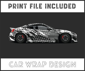 Print File Included Car Wrap Design with American Flag Theme