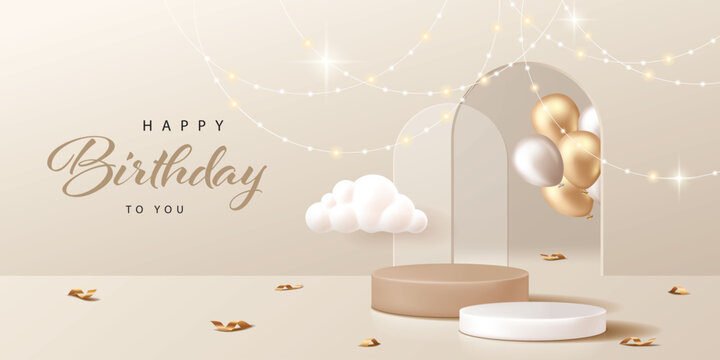 Happy Birthday banner for product display platforms.