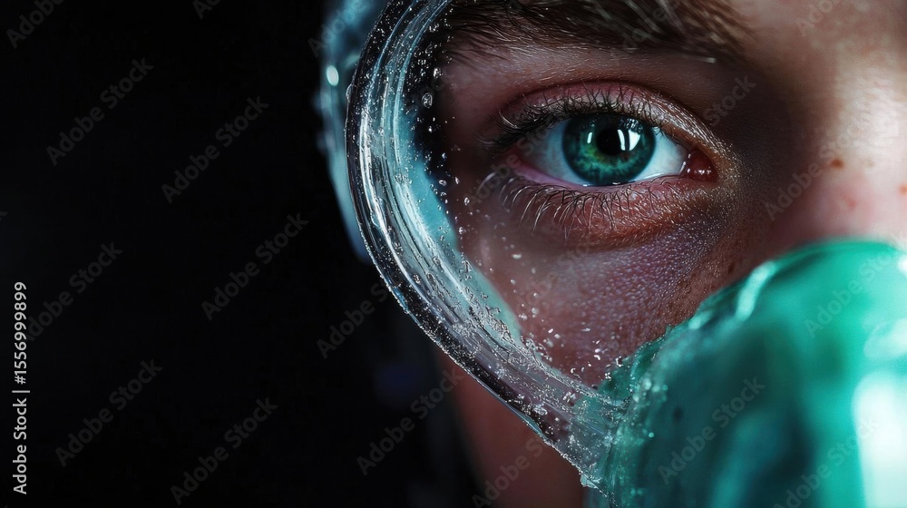 Poster close-up of a person's eye. the eye is the focal point of the image, and it is the only source of li