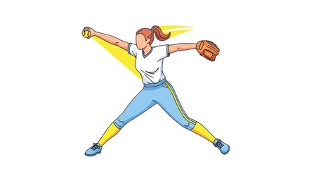 Fototapeta premium Softball Player Pitching Ball
