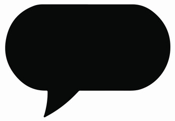 A clean, minimalist black vector speech bubble with a rounded rectangular shape and a pointer at the bottom right, set on a plain background.